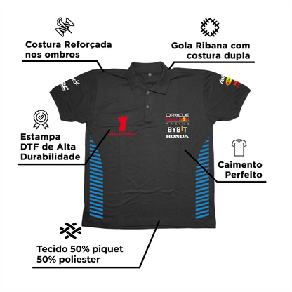 Camisa Polo Max Verstappen Red Bull Racing 2024 Preta