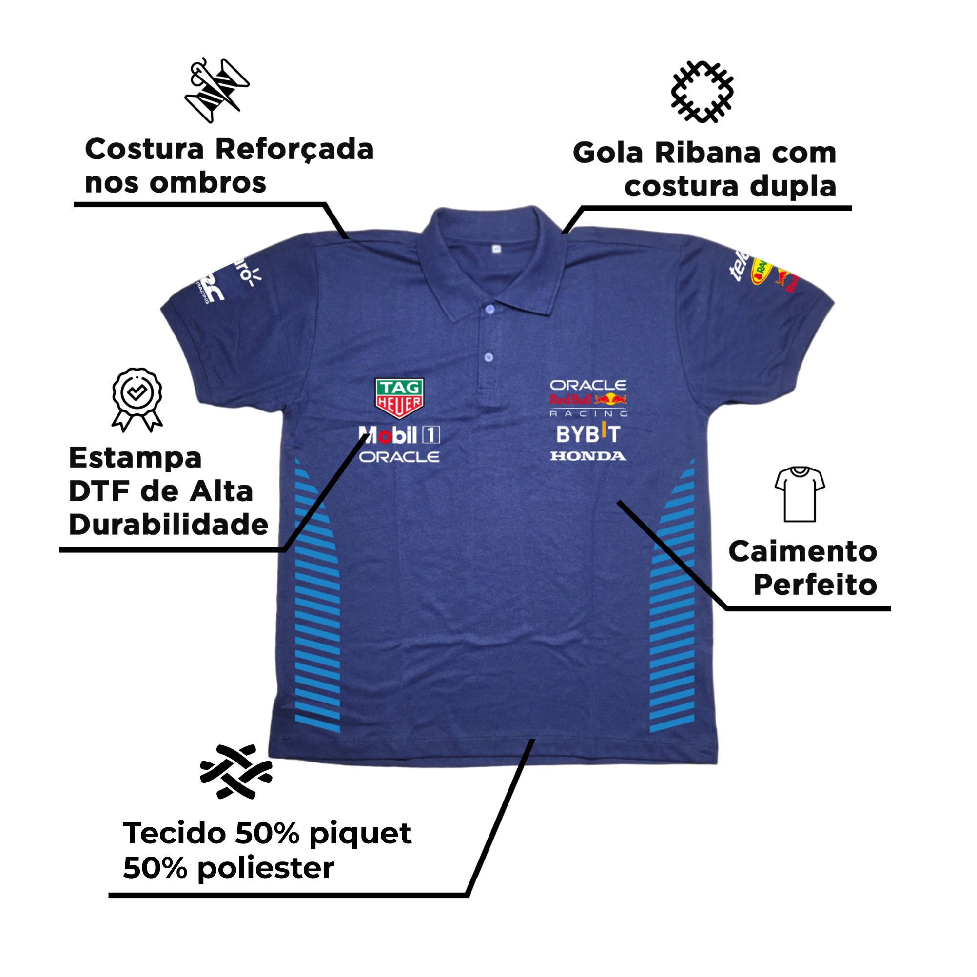 Camisa Polo Red Bull Racing 2024 Azul Marinho