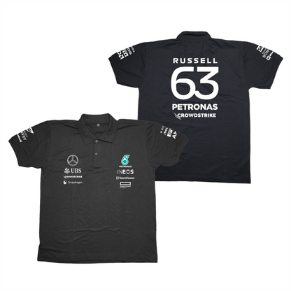 Camisa Polo George Russell Mercedes 2024 Preta