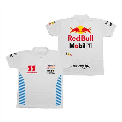 Camisa Polo Sergio Perez Red Bull Racing 2024 Branca