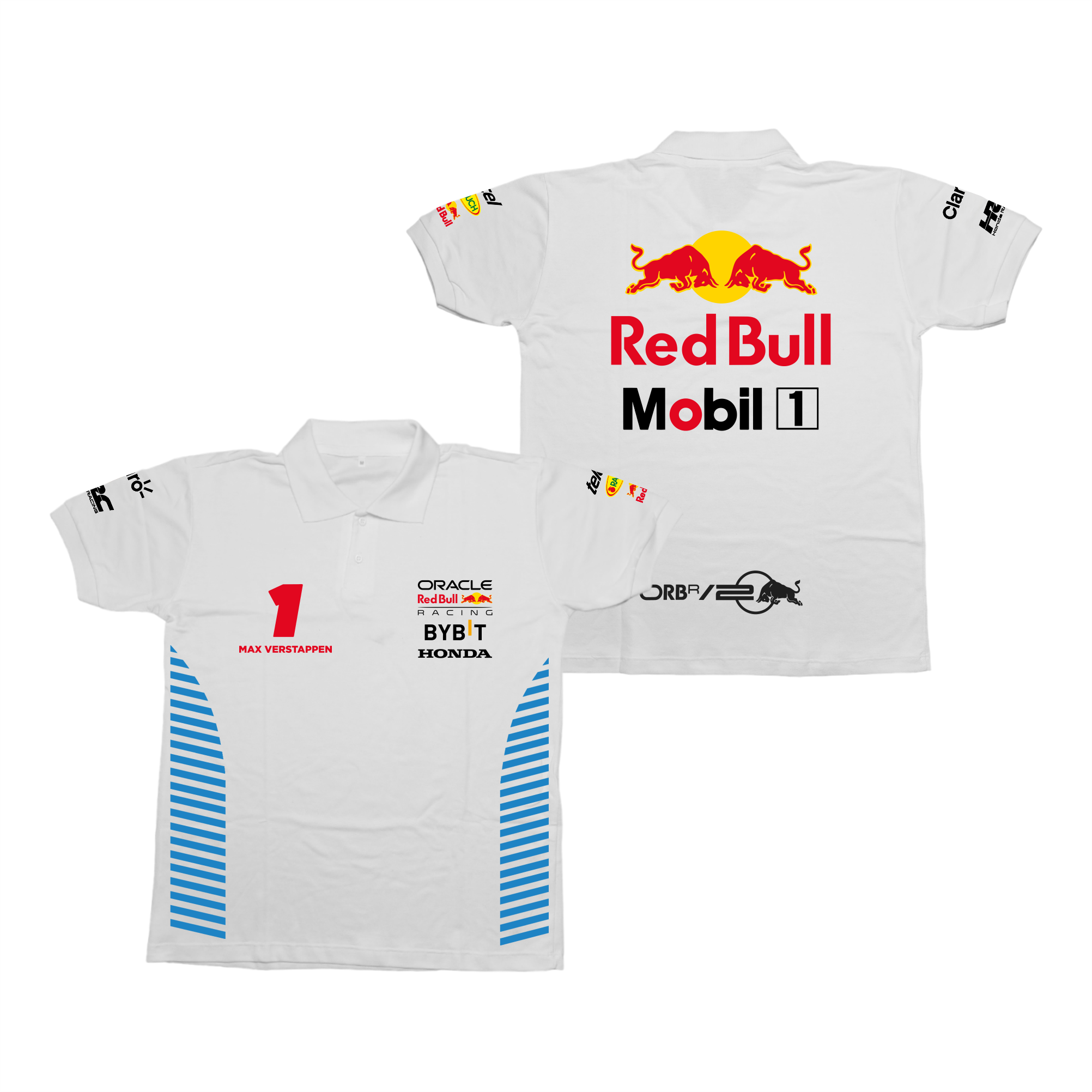 Camisa Polo Max Verstappen Red Bull Racing 2024 Branca