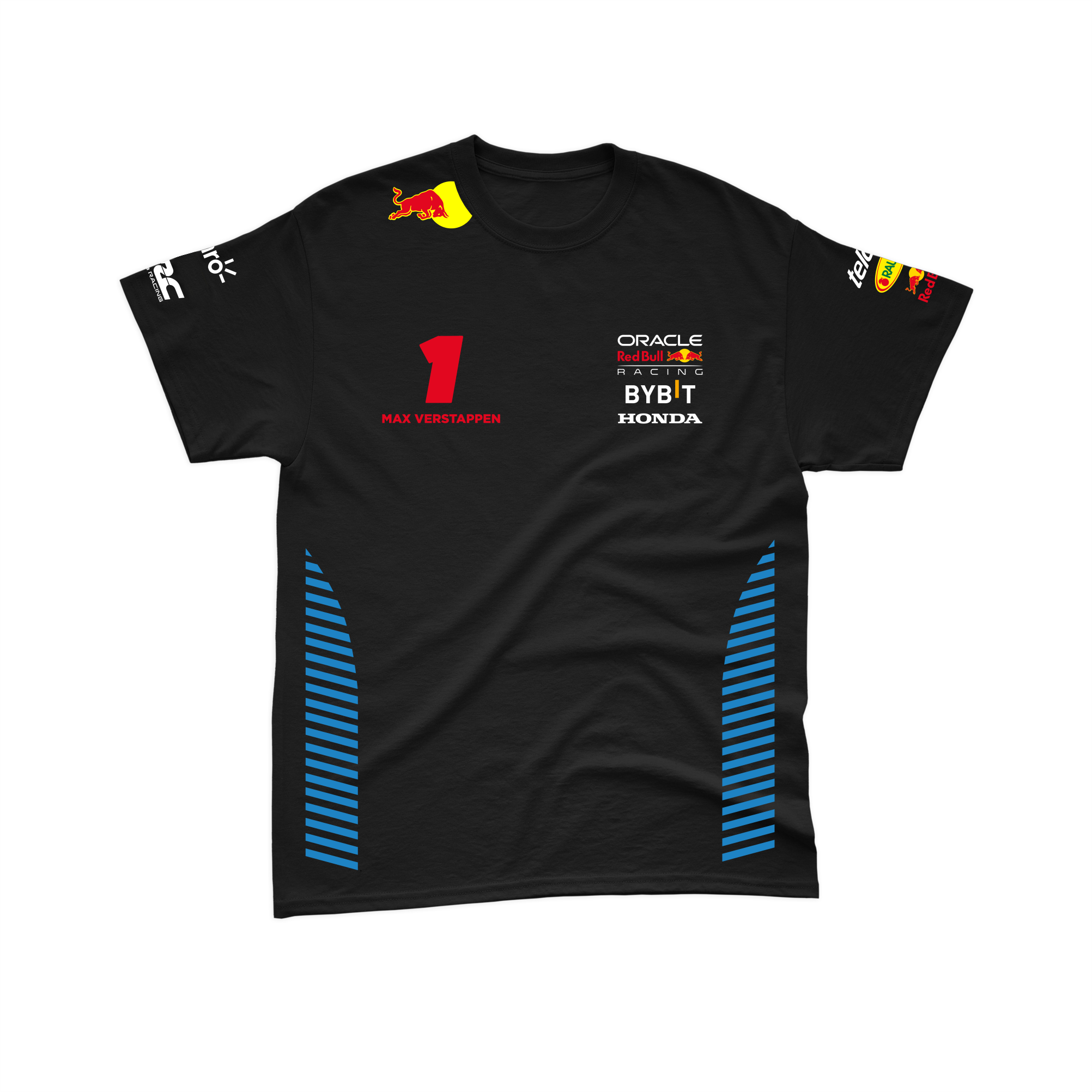 Camiseta Algodão Max Verstappen Red Bull Racing 2024 Preta