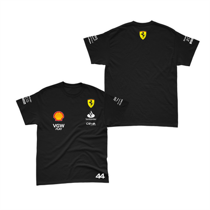 Camiseta Algodão Lewis Hamilton Ferrari 2024 Preta