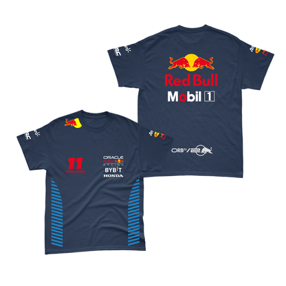 Camiseta Algodão Sergio Perez Red Bull Racing 2024 Azul Marinho