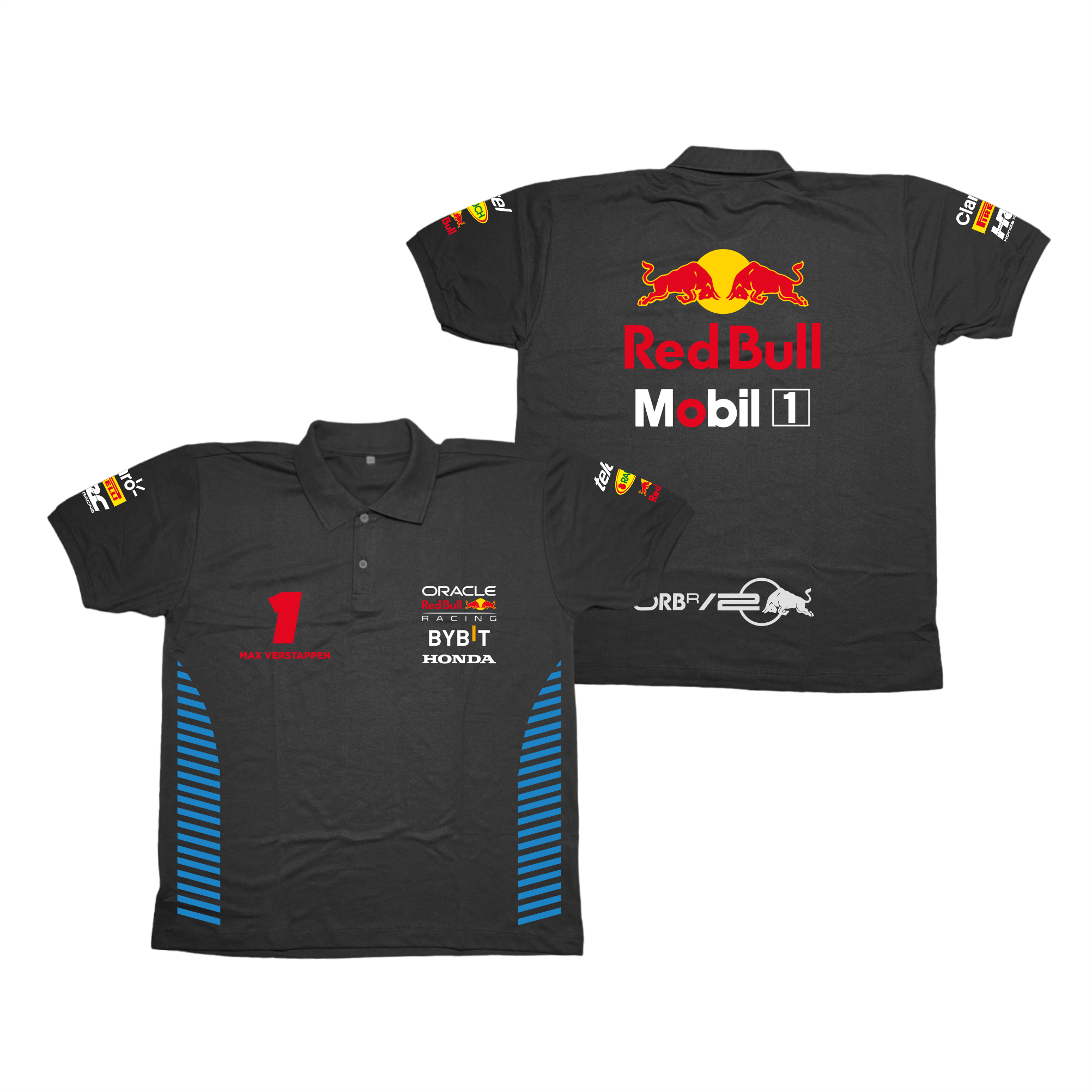Camisa Polo Max Verstappen Red Bull Racing 2024 Preta