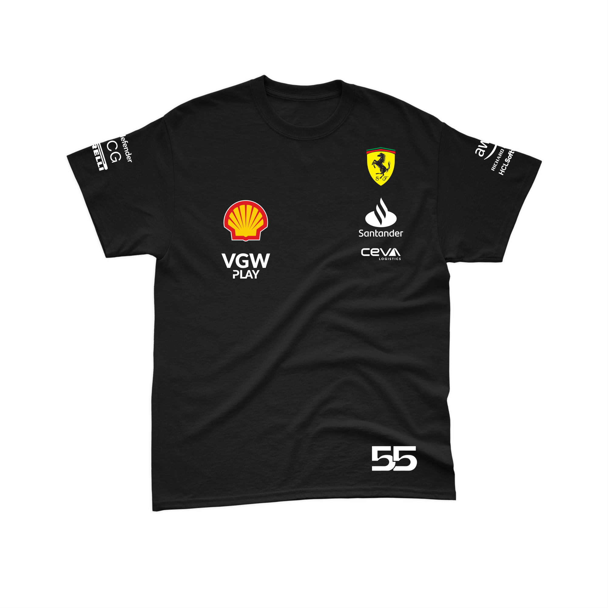 Camiseta Algodão Carlos Sainz Ferrari 2024 Preta