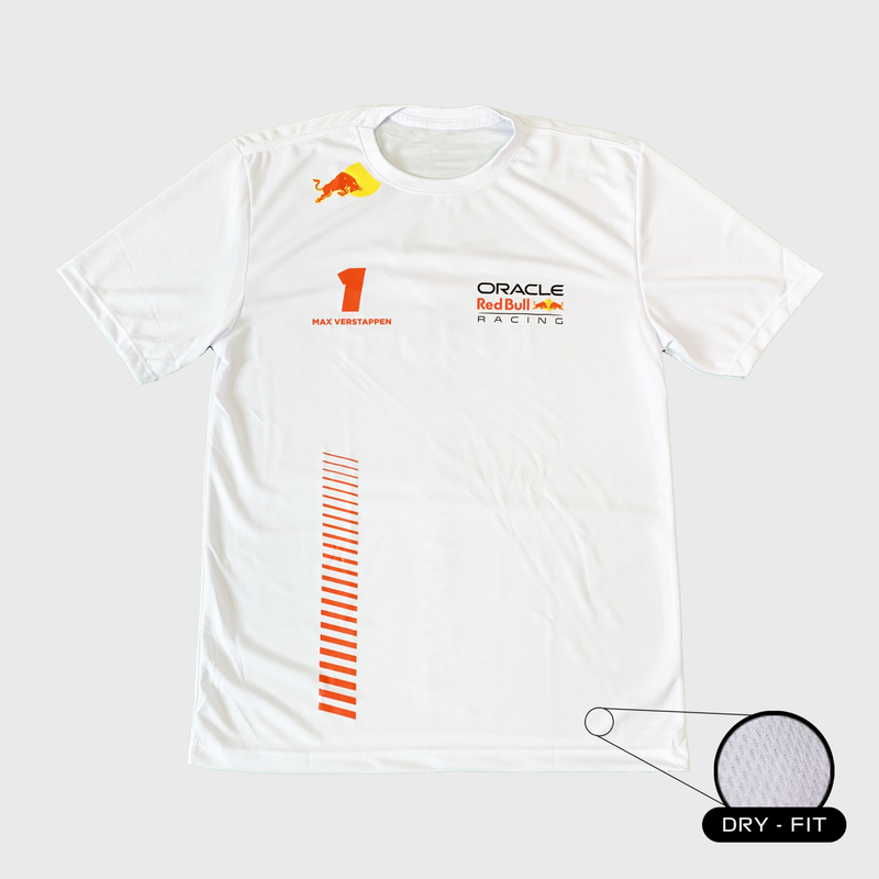 Camiseta DryFit Max Verstappen Red Bull Racing 2023 Branca