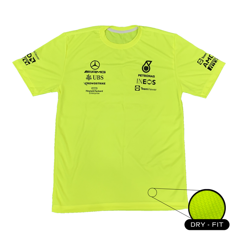Camiseta DryFit Lewis Hamilton Mercedes 2023 Verde Neon