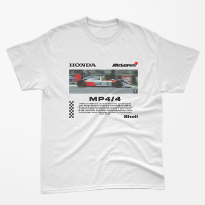 Camiseta Casual McLaren MP4/4 Branca - Autofãs Store