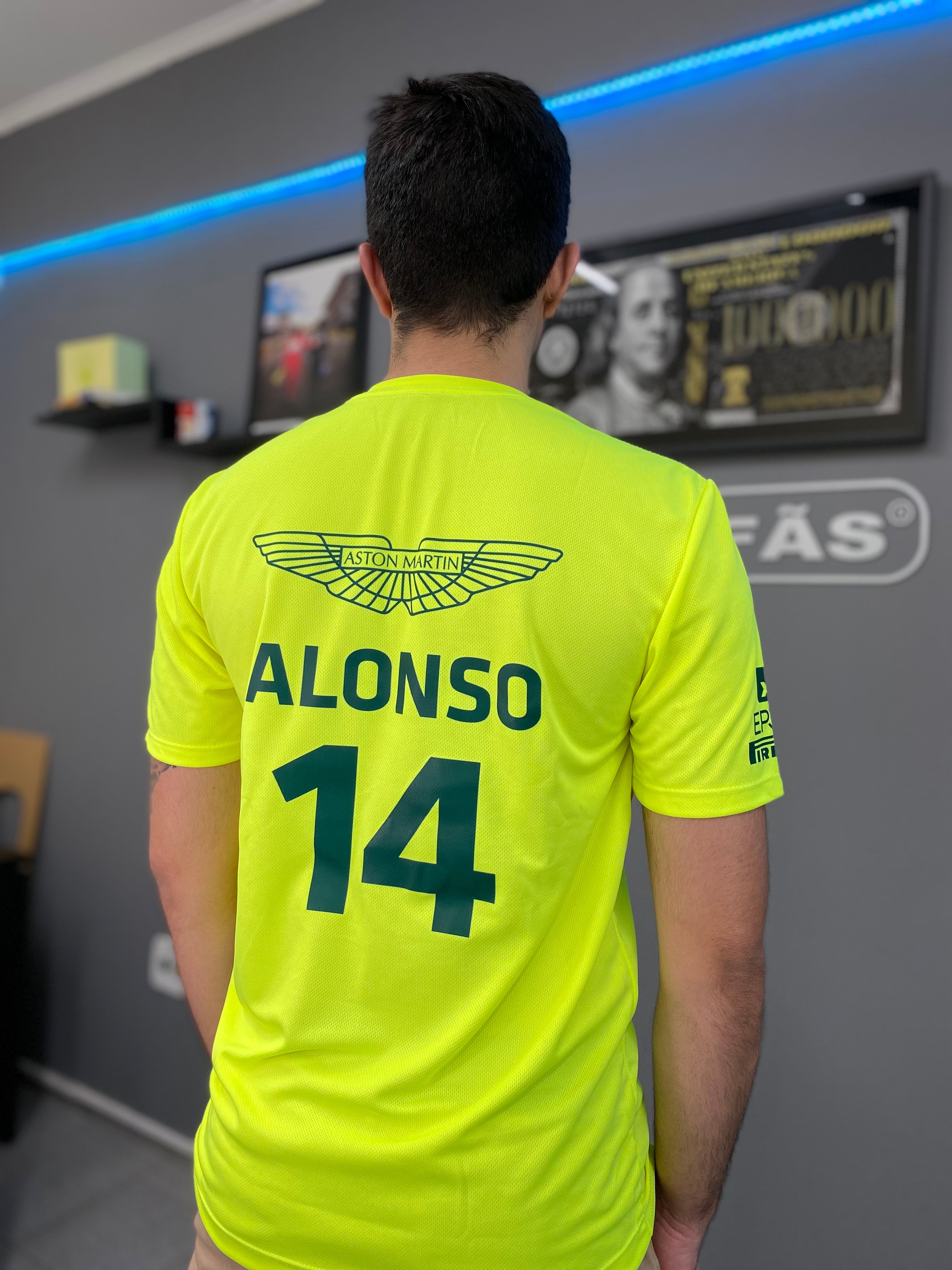 Camiseta DryFit Fernando Alonso Aston Martin 2023 Verde Neon